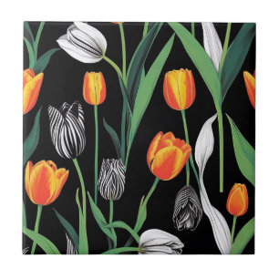 Bold Graphic Artistic Tulips  Tile