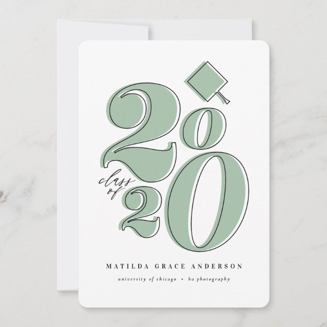 Bold graphic class of 2020 graduation announcement (Front)