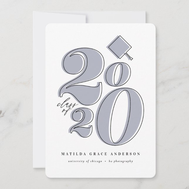 Bold graphic class of 2020 graduation announcement (Front)