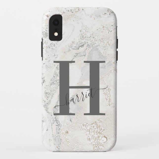 Bold graphic typography initial marble Case-Mate iPhone case (Back)