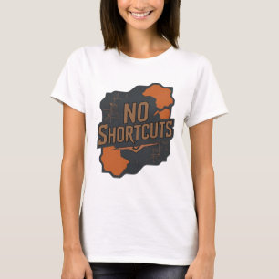 Bold Gray NO SHORTCUTS 3D Text Art T-Shirt