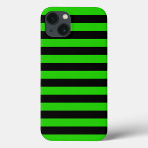 Bold Green and Black Stripes Pattern iPhone 13 Case