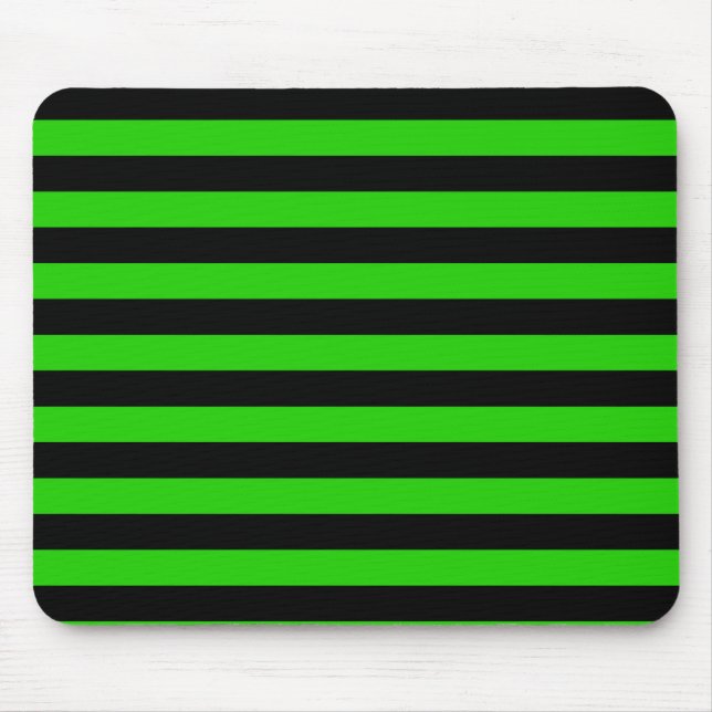 Bold Green and Black Stripes Pattern Mouse Pad (Front)