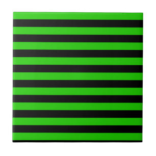 Bold Green and Black Stripes Pattern Tile