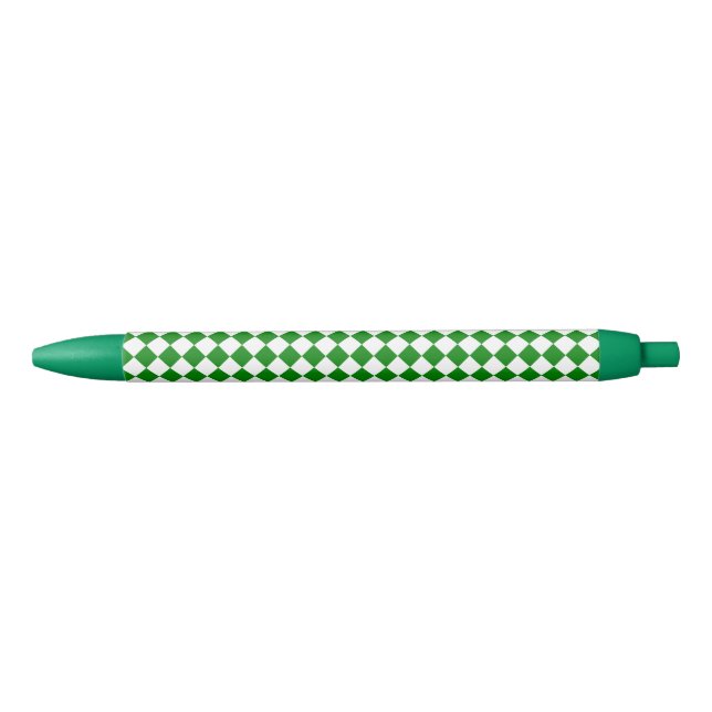 Bold Green and White Chevron Pattern Classic Black Ink Pen (Front)