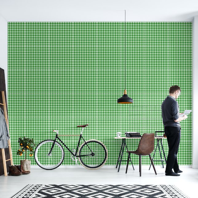 Bold Green and White Chevron Pattern Textured Wallpaper (Living Room)
