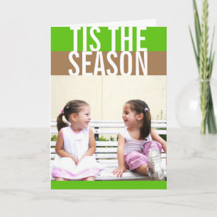 Bold green brown colour stripe modern holiday phot card