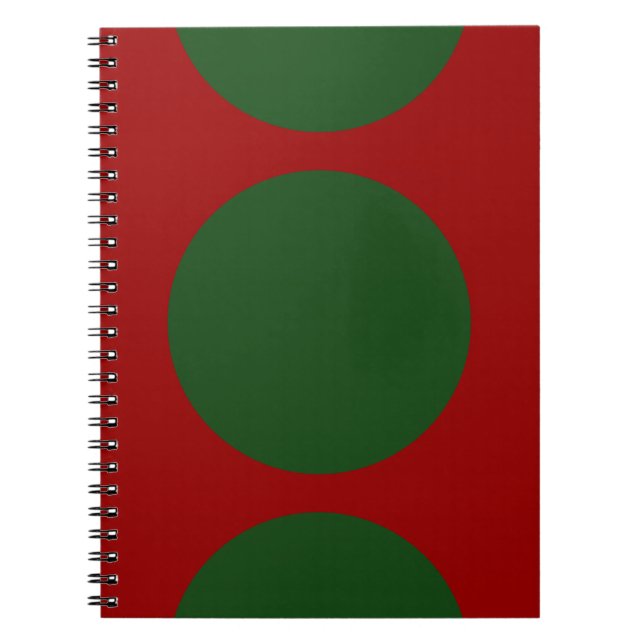Bold Green Circles on Red Notebook (Front)