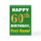 Bold, Green, Faux Gold 60th Birthday w/ Name Card