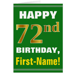 Bold, Green, Faux Gold 72e anniversaire avec carte