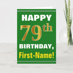 Bold, Green, Faux Gold 79e anniversaire avec carte