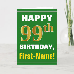 Bold, Green, Faux Gold 99e anniversaire avec carte