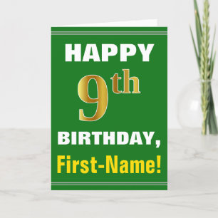 Bold, Green, Faux Gold 9e anniversaire avec carte 