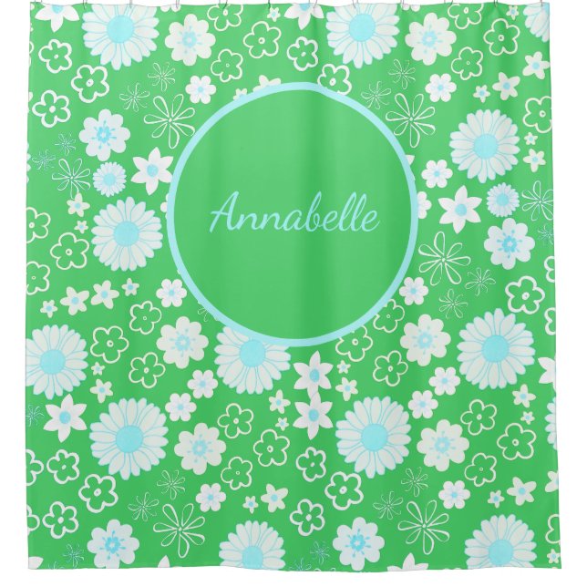 Bold Green Flowers Floral Pattern Named  (Front)