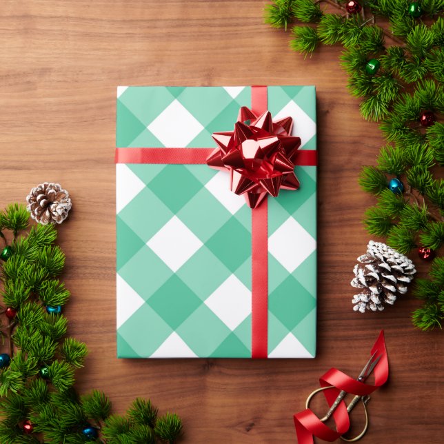 Bold Green Gingham Check Plaid Wrapping Paper (Holiday Gift)