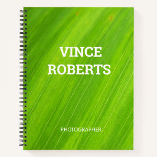 Bold green leaf business notebook