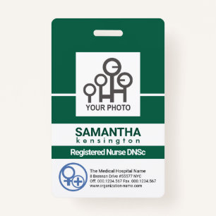 Bold Green Line Column Staff Nurse Photo ID Badge