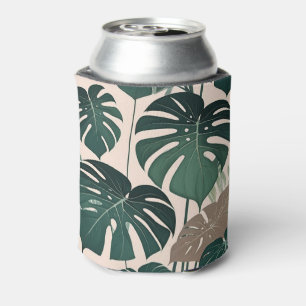 Bold Green Monstera Leaves Tropical Jungle  Can Cooler