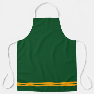 Bold Green Twin Golden Orange Hem Racing Stripes Apron