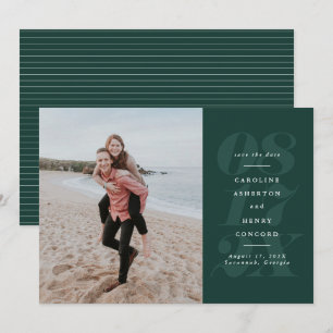 Bold green typography elegant photo save the date