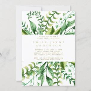 Bold Greenery Gold Bridal Shower Modern Invitation
