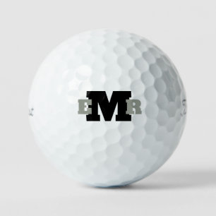 Bold Grey and Black Monogram Titleist VI Golf Balls