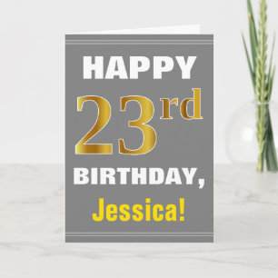 Bold, Grey, Faux Gold 23e anniversaire avec carte 