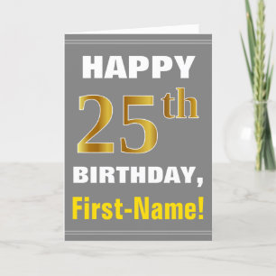 Bold, Grey, Faux Gold 25e anniversaire avec carte 