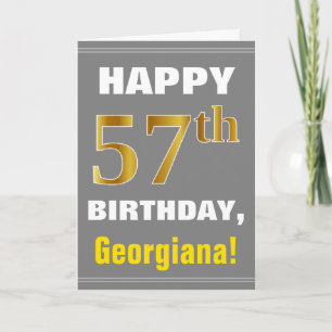 Bold, Grey, Faux Gold 57e anniversaire avec carte 