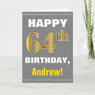 Bold, Grey, Faux Gold 64e anniversaire avec carte 