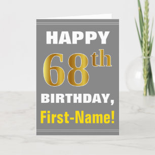 Bold, Grey, Faux Gold 68e anniversaire avec carte