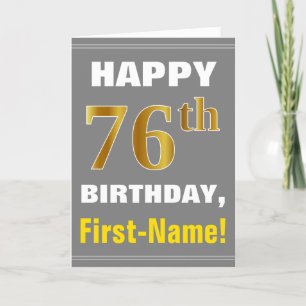 Bold, Grey, Faux Gold 76e anniversaire avec carte 