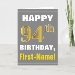 Bold, Grey, Faux Gold 94e anniversaire avec carte 