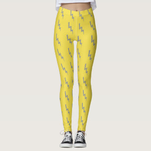 Bold Grey Lightning on Yellow Leggings