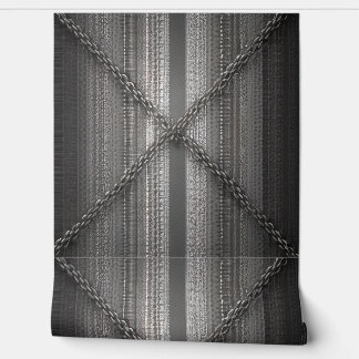 Bold Grey stripe with cross chains Wallpaper
