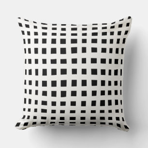 Bold Grid 091216 - White on Black Throw Pillow