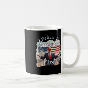 Bold Gritty Retro Political Slogan America First D Coffee Mug