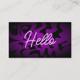 Bold Groovy Black Purple Lilac Hello Neon Glow Business Card