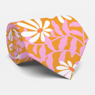 Bold groovy trailing flowers – yellow and pink tie