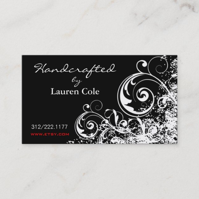 Bold Grunge Curls Handcrafted by custom crafts Business Card (Front)