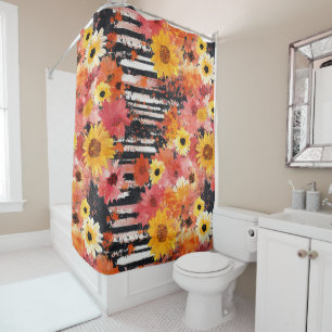 Bold Grunge Floral Black Orange Pink Pattern
