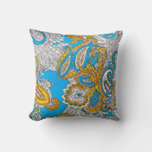 Bold, grungy, islamic, psychedelic, colorful ornam throw pillow