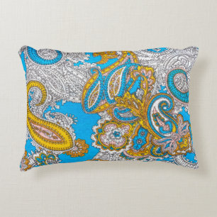 Bold, grungy, islamic, psychedelic, colourful orna accent pillow