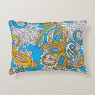 Bold, grungy, islamic, psychedelic, colourful orna accent pillow