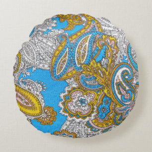 Bold Grungy Islamic Psychedelic Ornament Round Pillow