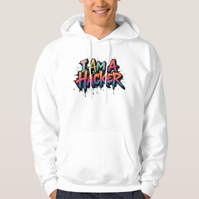 Bold Hacker Vibes: T-Shirt Hoodie (Front)