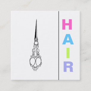 *~* Bold HAIR Pastels Scissors Simple Minimal Square Business Card