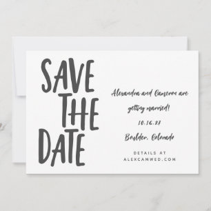 Bold Hand Lettered Modern Minimalist Wedding Save The Date