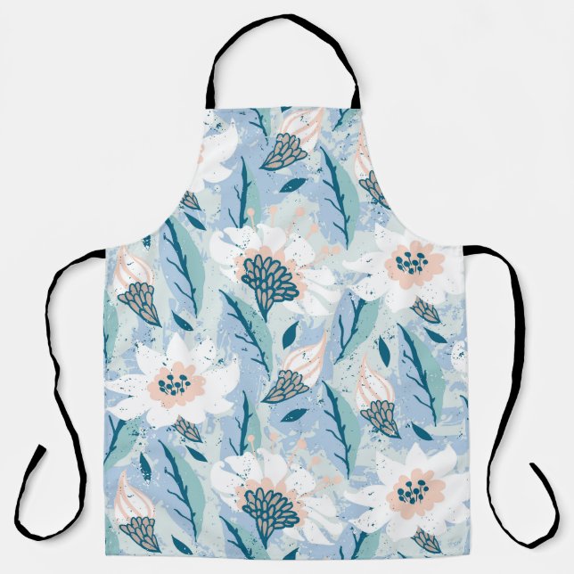 Bold Hand Painted Floral Vintage Apron (Front)