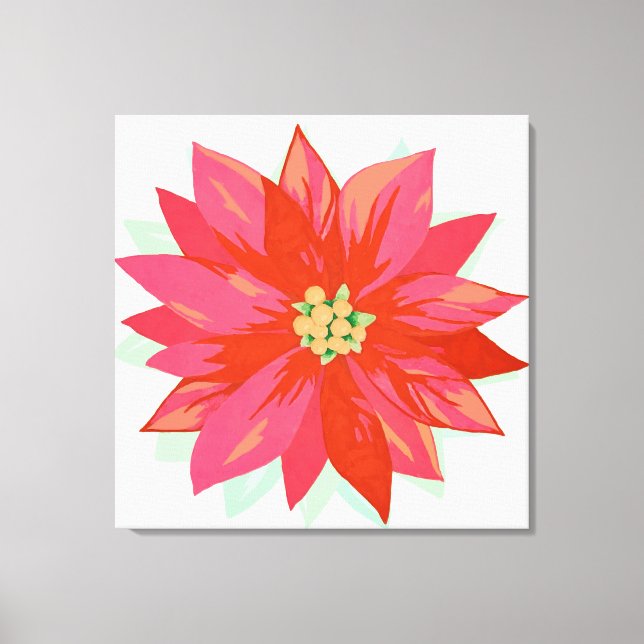 Bold, hand-painted poinsettia custom design canvas print (Front)